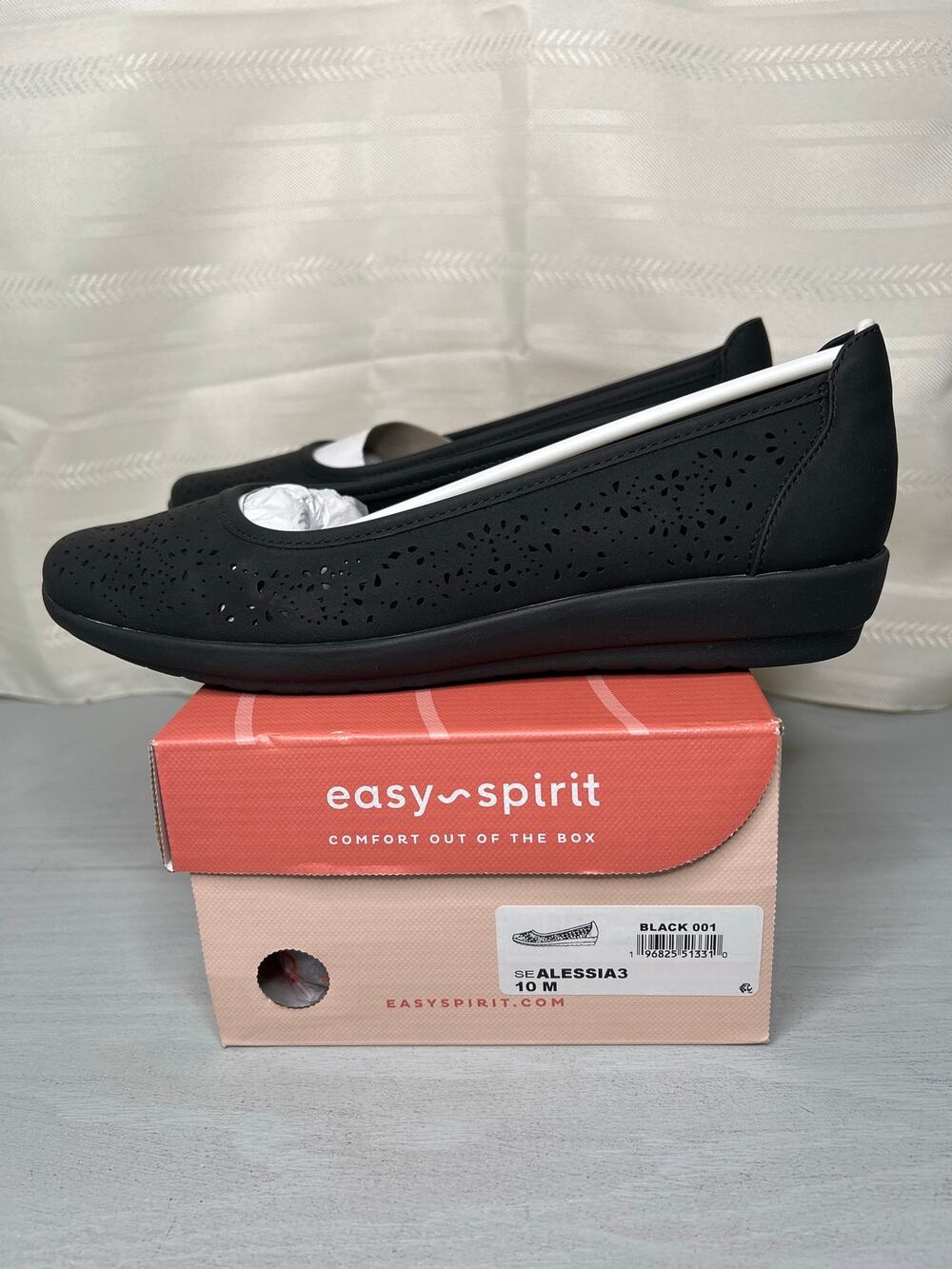 Easy Spirit Alessia Slip On Ballet Flats Black Womens Size 10M